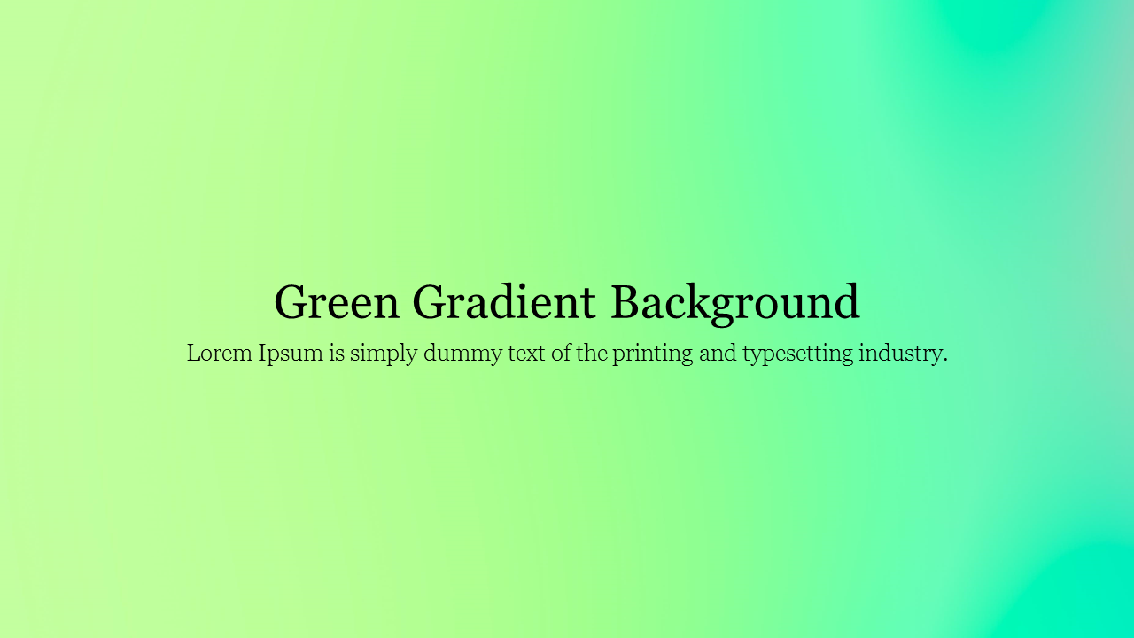 Green Gradient Background Slide For Presentation Slide